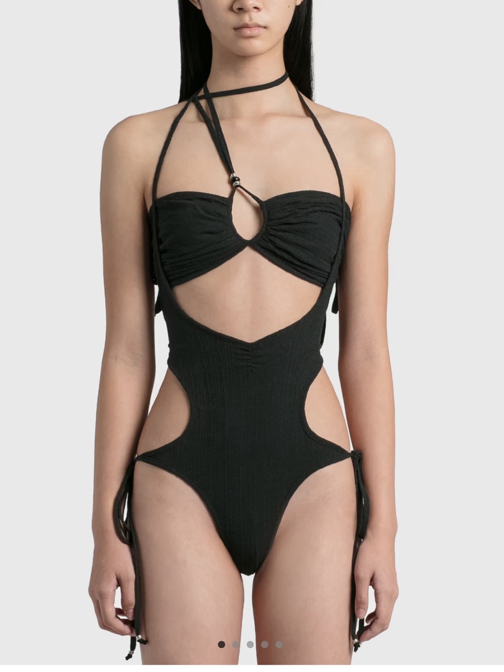 Hyein Seo Black Bandeau Cutout One-Piece Bodysuit